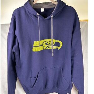 NFL Seattle Seahawks XL Navy Blue Glitter Logo Oversized Hoodie Pullover Gameday